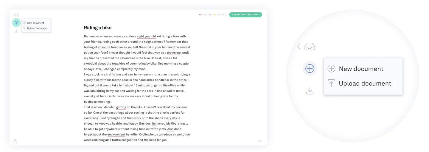 Grammarly Pro 写作界面与纠错建议