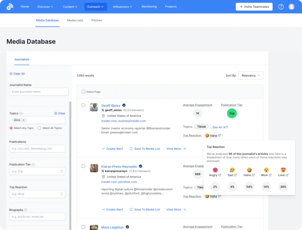 BuzzSumo 内容分析工具界面